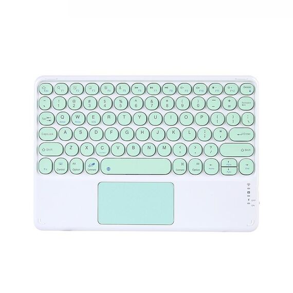 Tastiera universale da 10 pollici da 10 pollici tastiera rotonda con tastiera wireless Bluetooth con pannello tattile (verde)