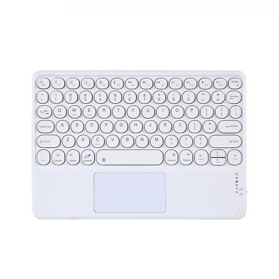 Tavoletta universale da 250C da 10 pollici tastiera rotonda con tastiera Bluetooth wireless con pannello tattile (bianco)