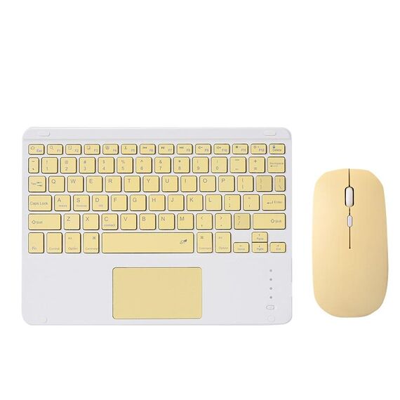 871 9.7 pollici Tastiera Bluetooth wireless portatile con touch screen iPad + set mouse per iPad (Giallo + Mouse)
