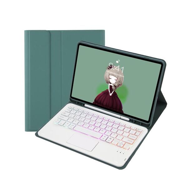 T07B-AS Skin Sent Pen Slot Touch Pad Tablet tablet tablet bluetooth tablet per iPad 9.7 2018 e 2017 / Pro 9.7 / Air 2 (verde scuro)