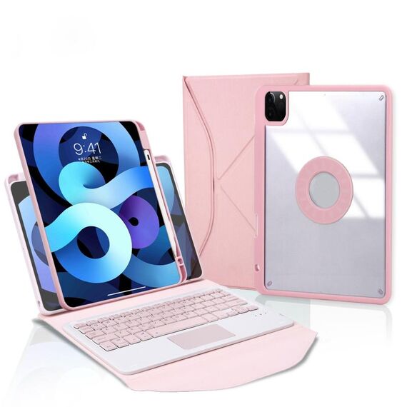 Z11B-A Porta Penna Touchpad Tastiera Bluetooth Custodia Tablet in Pelle per iPad Pro 11 2021/2020/2018 (Rosa)