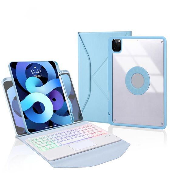 Z11B-AS Pen Slot Touchpad Retroilluminazione Tastiera Bluetooth Custodia Tablet in Pelle per iPad Pro 11 2021/2020/2018 (Sky Blue)