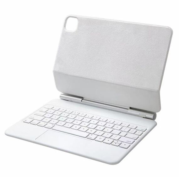 Custodia in pelle con tastiera Bluetooth P10 per iPad Air 5/4 da 10,9 pollici con touch pad (bianco)