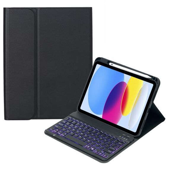Per iPad 10th Gen 10.9 2022 SA-10DS Custodia per tablet in pelle con tastiera Bluetooth retroilluminata con slot per penna (nero)