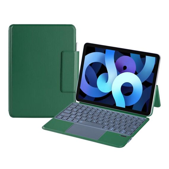 X3125-6D Custodia con tastiera Bluetooth magnetica sottile integrata con retroilluminazione per iPad Air 2022 / Air 2020 10.9 / Pro 11 2018/2020/2021/2022 (verde)