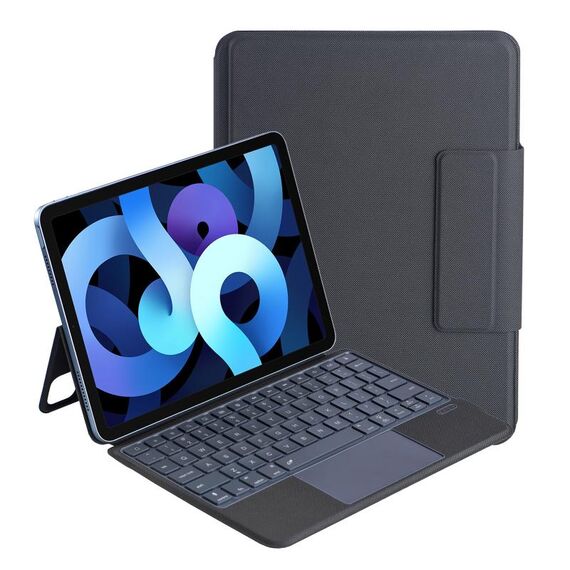 Custodia in pelle per tastiera Bluetooth retroilluminata J3125-6D con touch pad per iPad Air 5 10.9 2022 / Air 4 10.9 2020 / iPad Pro 11 2022/2021/2020/2018 (nero)