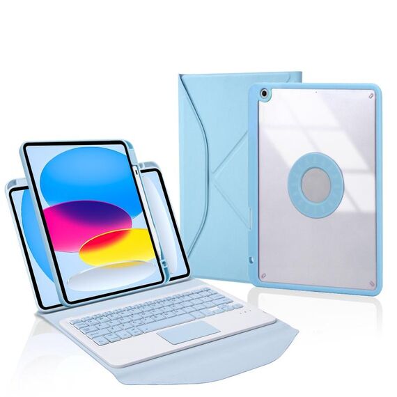 Z10B-A Per iPad 10th Gen 10.9 2022 Pen Slot Touchpad Tastiera Bluetooth Custodia in pelle per tablet (azzurro cielo)