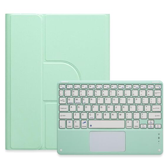 Custodia in pelle per tastiera Bluetooth girevole a 360 gradi per iPad Air 2022 / iPad Pro 11 2021 con touchpad (verde menta)