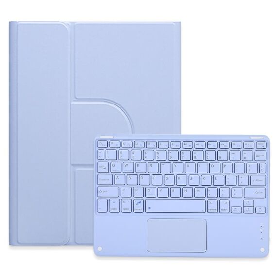 Custodia in pelle per tastiera Bluetooth girevole a 360 gradi per iPad Air 2022 / iPad Pro 11 2021 con touchpad (viola chiaro)