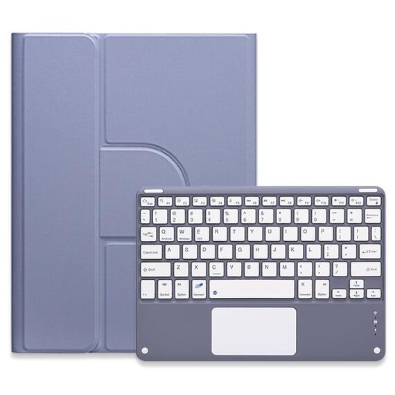 Custodia in pelle per tastiera Bluetooth girevole a 360 gradi per iPad Air 2022 / iPad Pro 11 2021 con touchpad (viola lavanda)