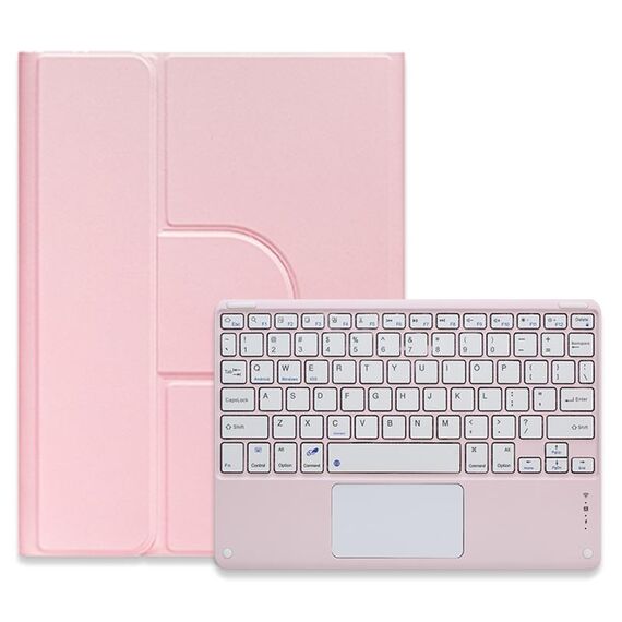 Per iPad 10th Gen 10.9 2022 Custodia in pelle con tastiera Bluetooth girevole a 360 gradi con pulsante quadrato con touchpad (rosa)