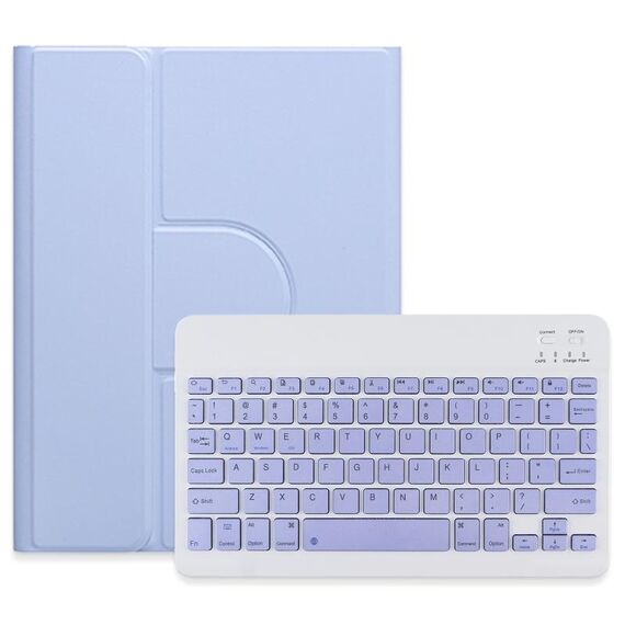 Custodia in pelle per tastiera Bluetooth girevole a 360 gradi per iPad Air 2022 / iPad Pro 11 2021 pulsante quadrato (viola chiaro)