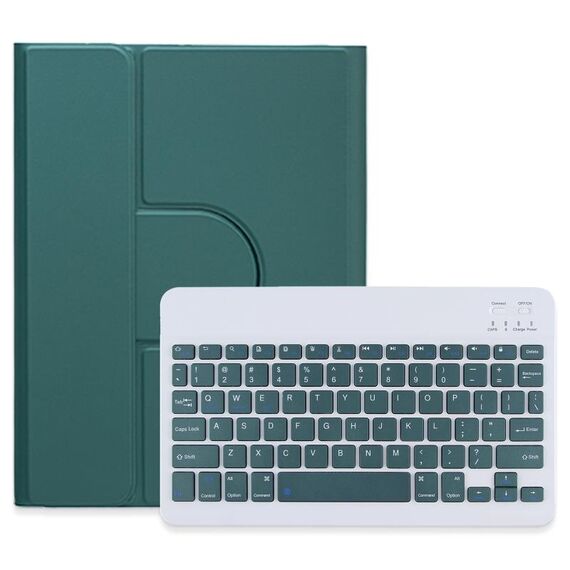 Custodia in pelle per tastiera Bluetooth girevole a 360 gradi per iPad Air 2022 / iPad Pro 11 2021 pulsante quadrato (verde scuro)