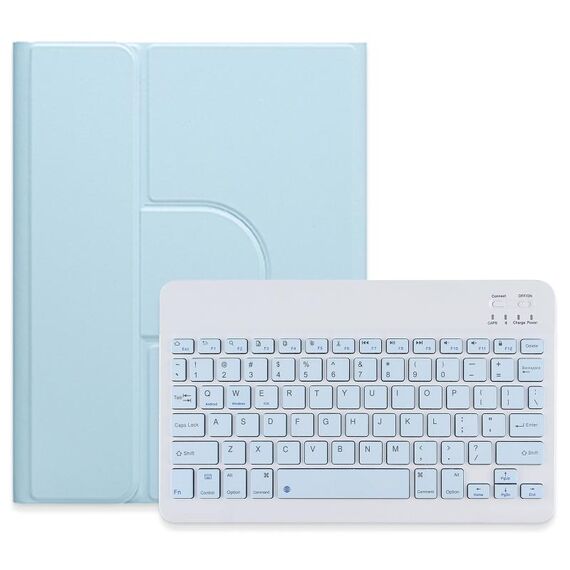 Custodia in pelle per tastiera Bluetooth girevole a 360 gradi per iPad Air 2022 / iPad Pro 11 2021 pulsante quadrato (blu cielo)