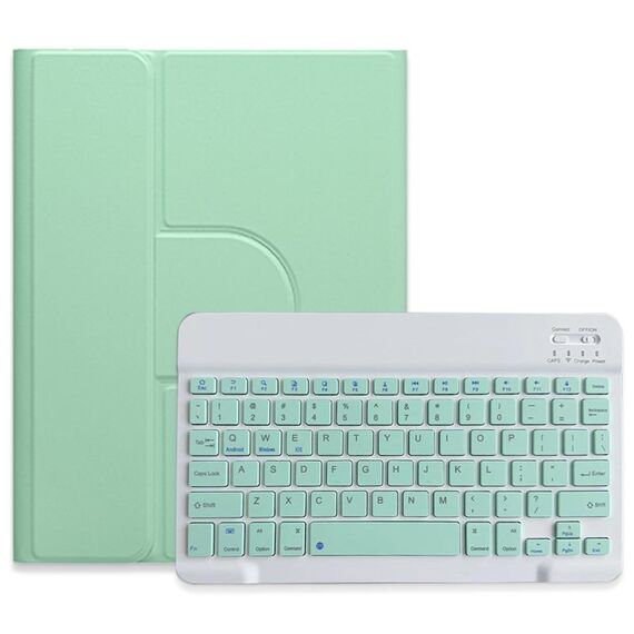 Custodia in pelle per tastiera Bluetooth girevole a 360 gradi per iPad 10.2 2021 / Air 2019 con pulsante quadrato (verde menta)