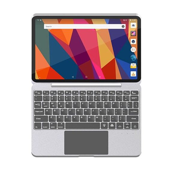 Per iPad Pro 11 2022/2021/2020/2018/Air 4/5 Custodia in pelle con tastiera touch Bluetooth in lega di alluminio (Argento)