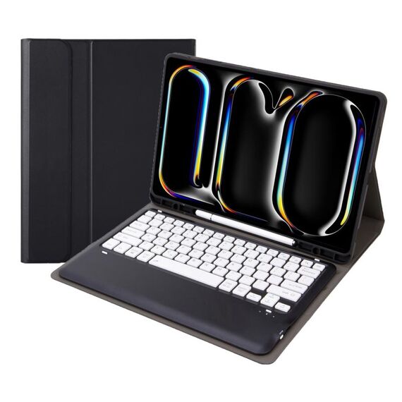 Per iPad Pro 13 2024 A13B Custodia per tablet in pelle con tastiera touch Bluetooth ultrasottile staccabile con slot per penna (Nero Bianco)