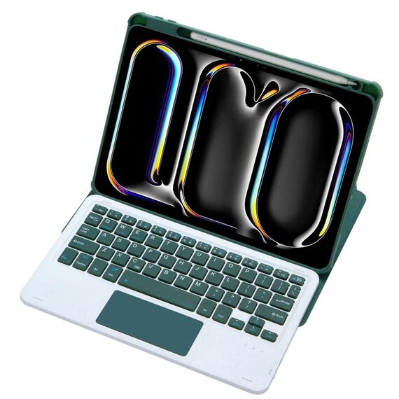 Per iPad Pro 11 2024 L13-A Custodia in pelle con tastiera Bluetooth trasparente in acrilico con rotazione a 360° e controllo touch (verde)