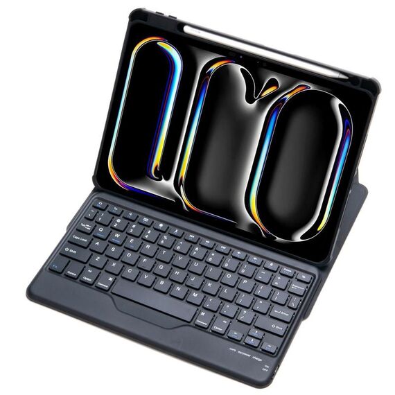 Per iPad Pro 11 2024 L13-B 360 Rotazione Acrilico Trasparente Bluetooth Tastiera Custodia in Pelle (Nero)