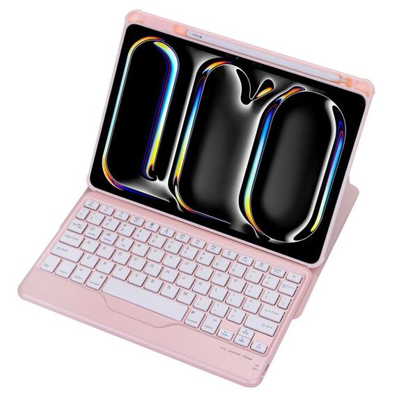 Per iPad Pro 11 2024 L13-B 360 Rotazione Acrilico Trasparente Bluetooth Tastiera Custodia in Pelle (Rosa)