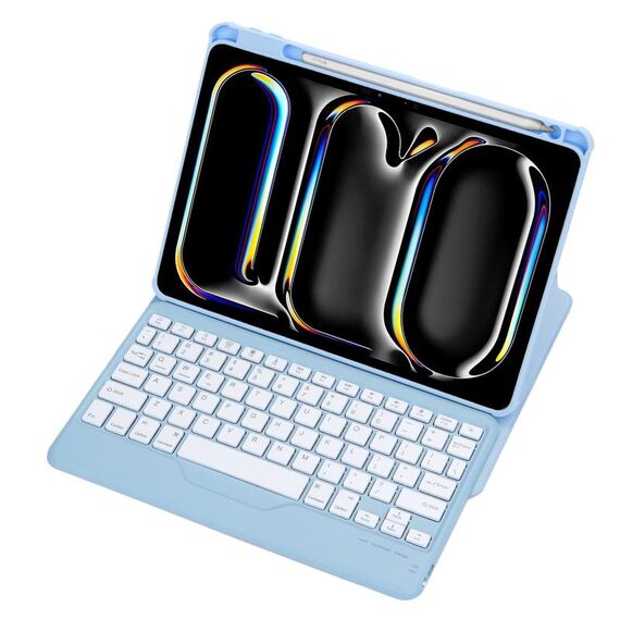 Per iPad Pro 11 2024 L13-B 360 Rotazione Acrilico Trasparente Bluetooth Tastiera Custodia in Pelle (Blu)