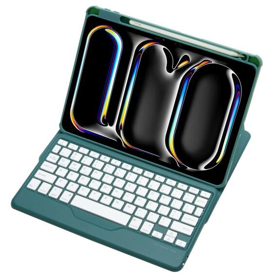 Per iPad Pro 11 2024 L13-B 360 Rotazione Acrilico Trasparente Bluetooth Tastiera Custodia in Pelle (Verde)