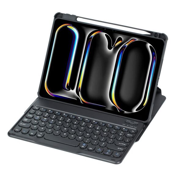 Per iPad Pro 11 2024 YL13 360 Rotazione Acrilico Trasparente Rotondo Tastiera Bluetooth Custodia in Pelle (Nero)