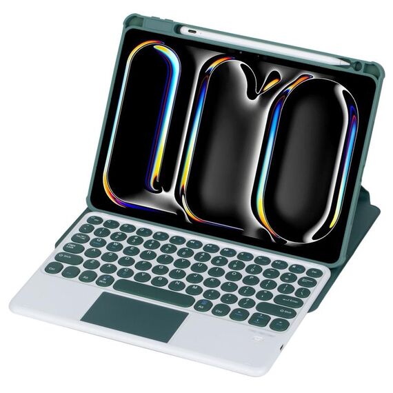 Per iPad Pro 11 2024 YL13-A 360 Rotazione Acrilico Trasparente Rotondo Tastiera Bluetooth Custodia in Pelle con Controllo Touch (Verde)
