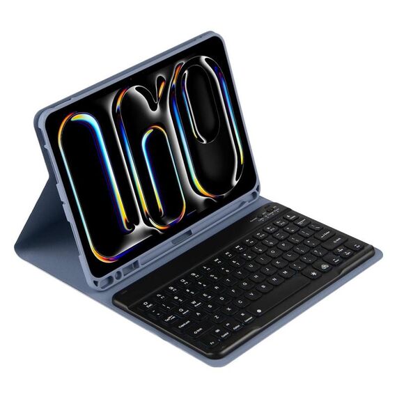 Custodia in pelle per tablet con tastiera Bluetooth retroilluminata colorata per iPad Air 5 / Air 4 10.9 (viola scuro)