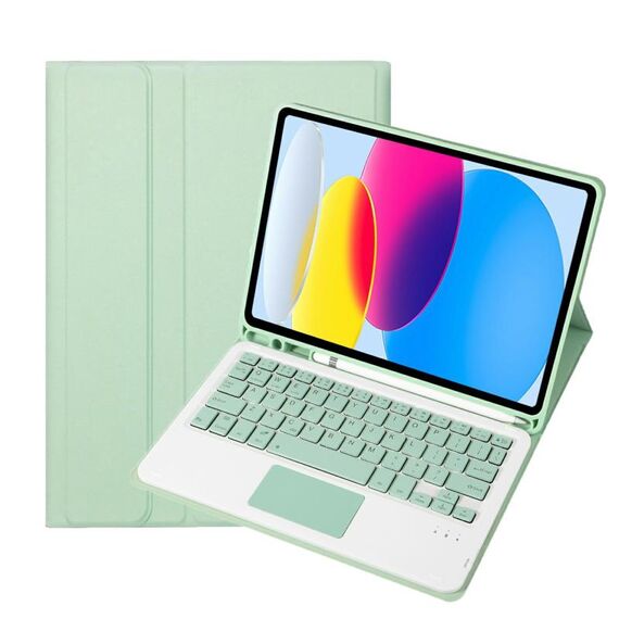 Per iPad 10a Gen 10.9 2022 A10B-A Pelle di agnello Texture Tastiera Bluetooth Touch Custodia per tablet in pelle con slot per penna (verde)