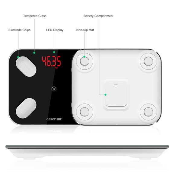 Bilancia digitale Gason S4 con app Bluetooth, supporto Android/iOS bianco TBD051325601A 6922165081401