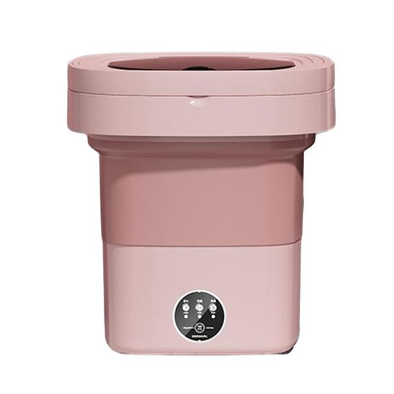 Mini lavatrice pieghevole completamente automatica con funzione di disidratazione, dimensioni: spina UK (rosa)