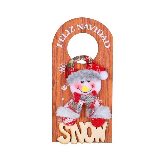 Decorazione da appendere alla porta con targa in legno a forma di cartone animato di Natale (W2-47 pupazzo di neve)