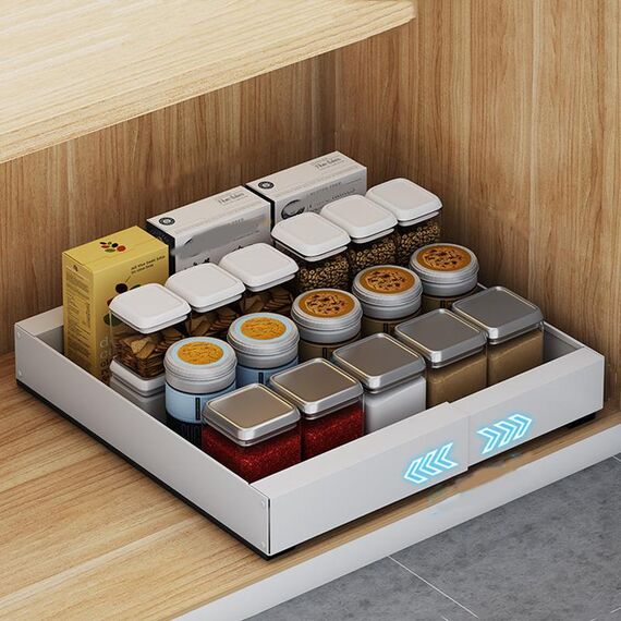 Organizer per mobiletto estraibile estensibile (30-46 cm) con cassetto estraibile 53 cm bianco