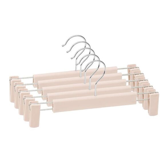 5 pezzi/confezione appendiabiti retrattile nano per pantaloni senza cuciture per pantaloni da abito da gonna (beige)