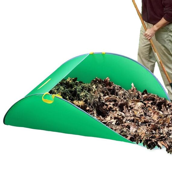 Raccoglitore di foglie portatile a scomparsa da 144 x 74 x 52 cm, organizer da giardino riutilizzabili per patio (verde)