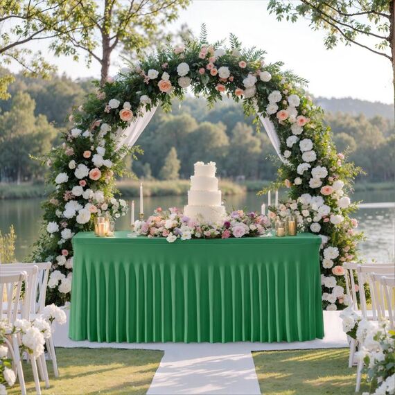 Gonna da tavolo in spandex 122x60x76cm per tavolo rettangolare, tovaglia elasticizzata antipiega per matrimoni, feste e fiere (verde)