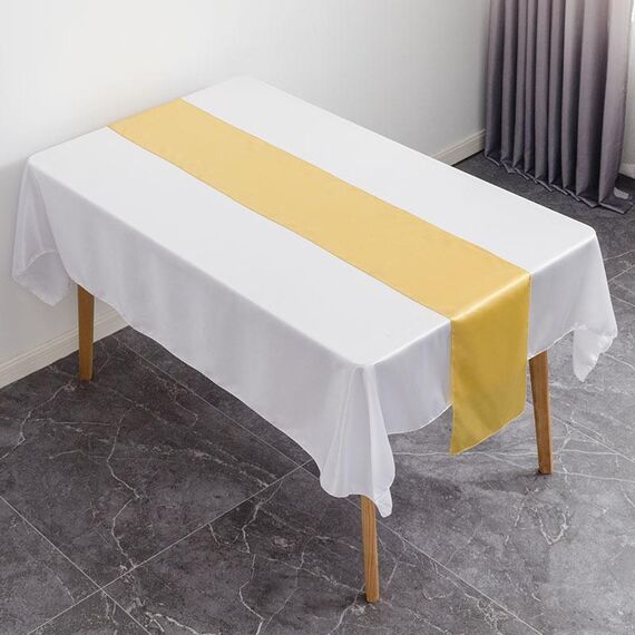 Tovaglia decorativa per matrimonio in raso di poliestere, 29x275 cm, per hotel, runner da tavolo, bandiera da scrivania in raso (oro)