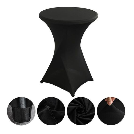 Copertura per tavolo da cocktail bar per hotel, decorazione per matrimoni, in poliestere elasticizzato, rotonda, per banchetti, dimensioni: 70x110 cm (nero)