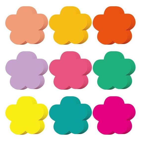 5 set da 9 pezzi/confezione di ritagli di carta floreali colorati per decorazioni di bacheche per aule, sfondo per feste primaverili, progetti artigianali fai da te 8,8 x 8,8 cm