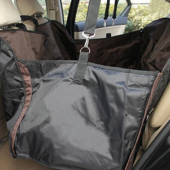 Coprisedile posteriore pieghevole antiscivolo per auto Coprisedile per cani e gatti, dimensioni: 154 x 140 x 42 cm (caffè)