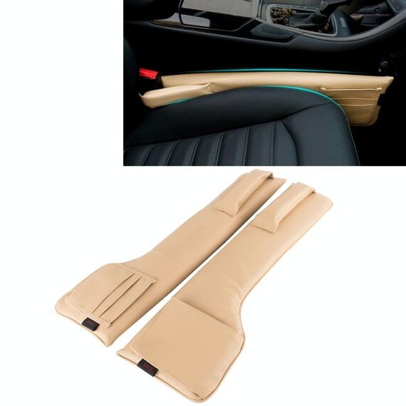 Una coppia universale per seggiolino auto Catcher Gap Console Filler Seat Side Pocket Organizer Catcher Sacchetti di stoccaggio per fessure del sedile a prova di perdite (Khaki)