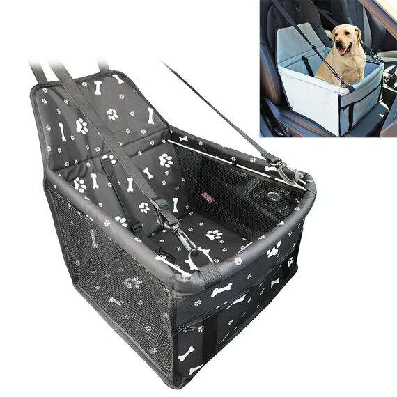 Coprisedile per guida in tessuto Oxford pieghevole antiscivolo Tappetino per cuscino per cani per gatti, dimensioni: 40 x 30 x 25 cm (osso nero)