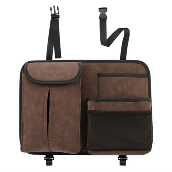 Borsa per appendere lo schienale del sedile dell'auto Borsa in pelle di montone con gancio (marrone)