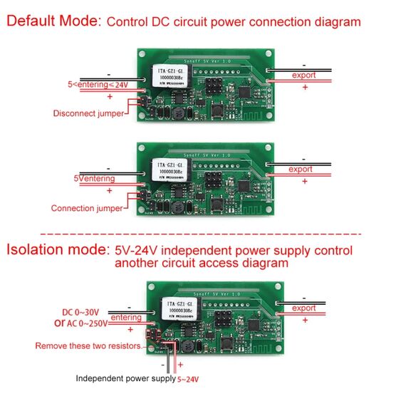 Sonoff SV 10A WiFi smart switch relay per Alexa/Google Home iOS/Android DC 5V-24V EPS6506 6922428944817
