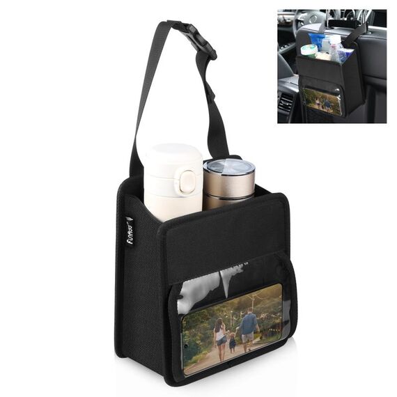 FUNADD Scatola portaoggetti portatile pieghevole per gancio per sedile posteriore per auto (nero)