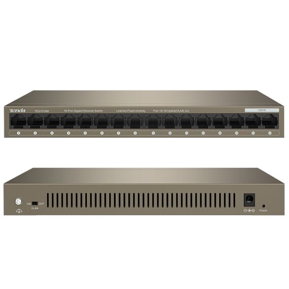 Switch Gigabit Ethernet da tavolo in metallo a 16 porte Tenda TEG1016M PC2599 6922909459342