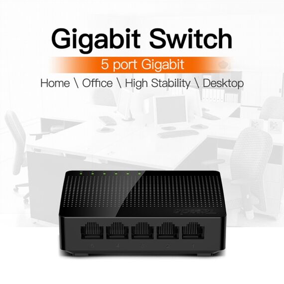 Switch di rete LAN HUB Tenda SG105 Mini 5 porte 1000Mpbs Fast Gigabit Ethernet PC7785 6922167458552
