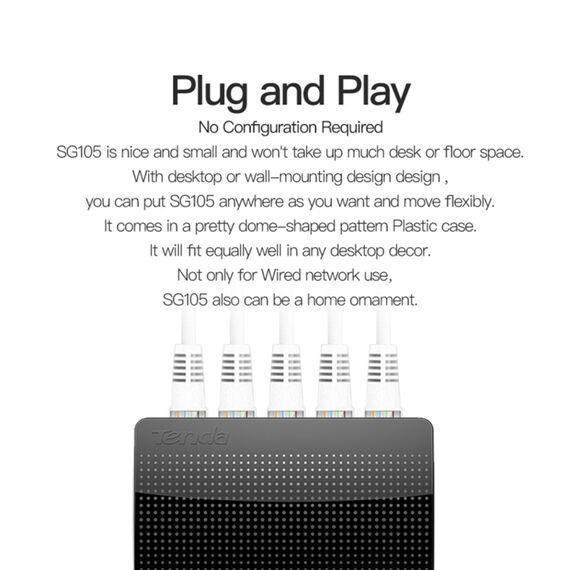 Switch di rete LAN HUB Tenda SG105 Mini 5 porte 1000Mpbs Fast Gigabit Ethernet PC7785 6922167458552