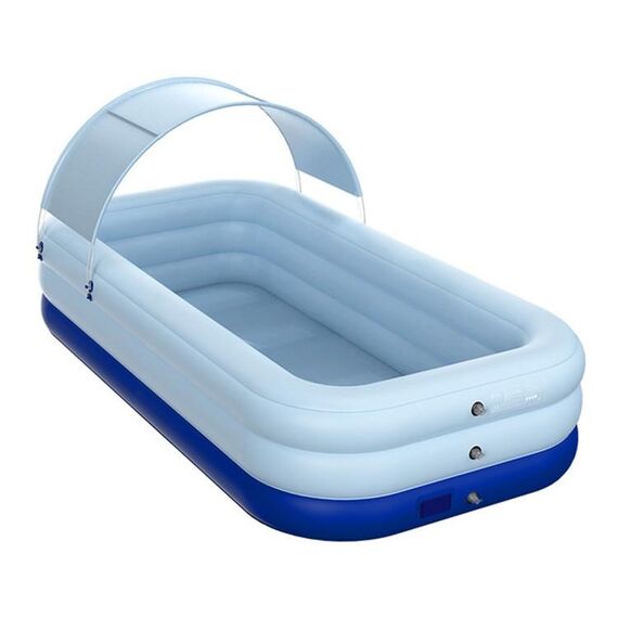 Piscina gonfiabile automatica senza fili in PVC per uso domestico Piscina per bambini Piscina grande piscina all'aperto in plastica con tettoia, dimensioni: 2,6 m (blu)